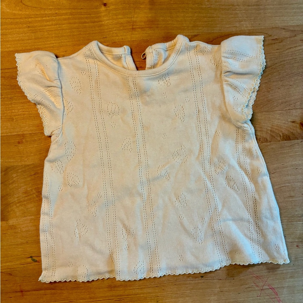 EUC play up flutter sleeve pointelle top